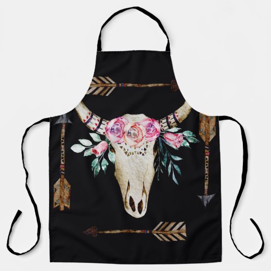Boheemse herten schedel Waterverf Kunst Schort (Voorkant)