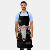 Boheemse herten schedel Waterverf Kunst Schort (Gedragen)