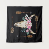 Boheemse herten schedel Waterverf Kunst Wandkleed (Voorkant (horizontaal))