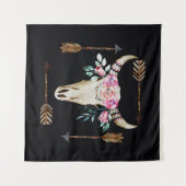 Boheemse herten schedel Waterverf Kunst Wandkleed (Voorkant (horizontaal))