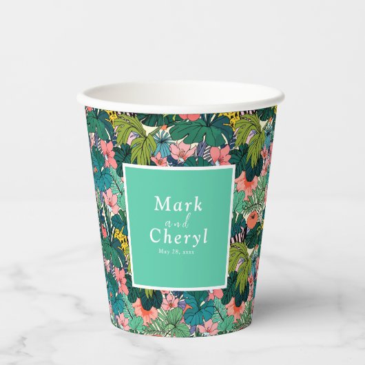 Boheemse Hibiscus bruiloft Papieren Bekers (Voorkant)