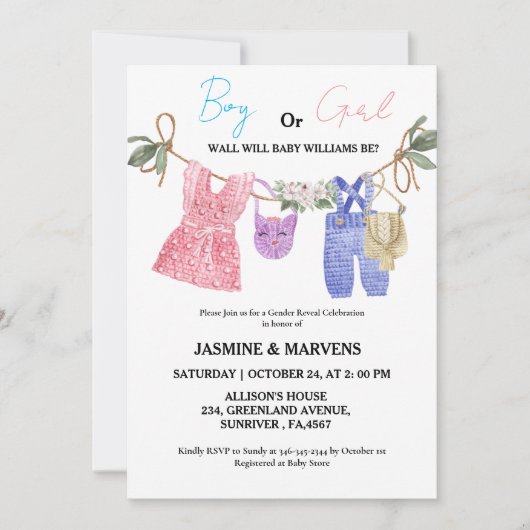 Boheemse hij of zij Baby kleding geslacht onthulle Kaart (Voorkant)