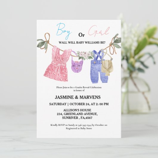 Boheemse hij of zij Baby kleding geslacht onthulle Kaart (Staand voorkant)