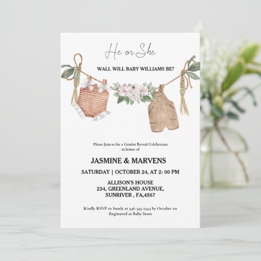 Boheemse hij of zij Baby kleding geslacht onthulle Kaart (Staand voorkant)