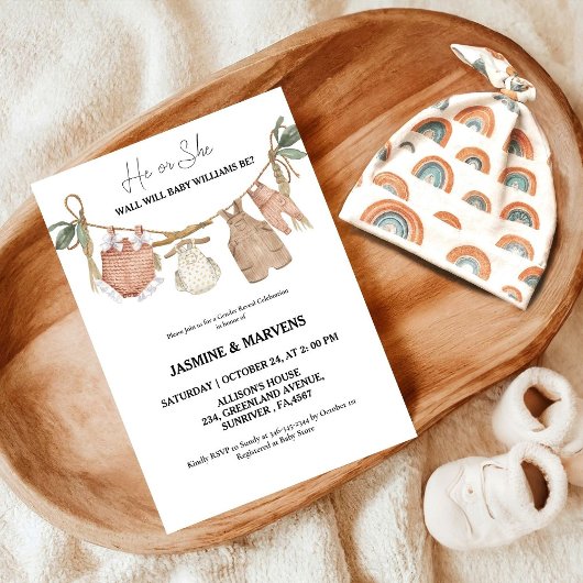 Boheemse hij of zij Baby kleding geslacht onthulle Kaart