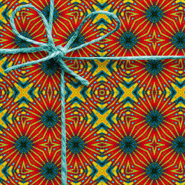 Boheemse Hippie Rood Blauw Geel Koel Etnisch Stam Cadeaupapier