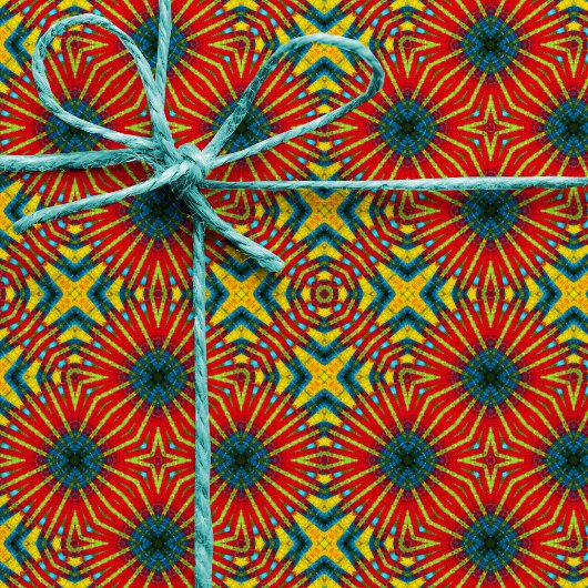 Boheemse Hippie Rood Blauw Geel Koel Etnisch Stam Cadeaupapier