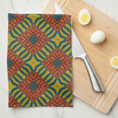 Boheemse Hippie Rood Blauw Geel Koel Etnisch Stam Theedoek (Quarter Fold)