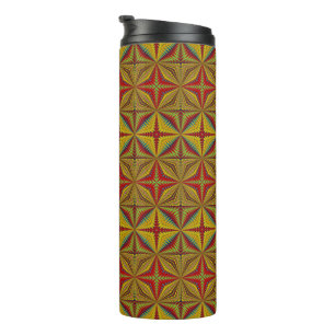 Boheemse Hippie Rood Geel Vintage Stam- Etnisch Thermosbeker
