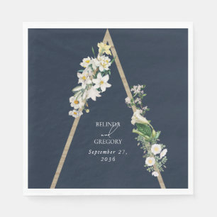 Boheemse Houten Piramide Witte Bloemen Blauwe Huwe Servet
