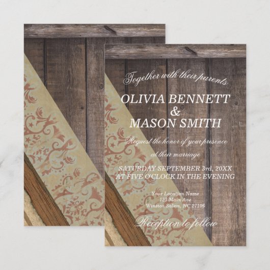 Boheemse Houten Trouwkaart Kaart (Voorkant / Achterkant)