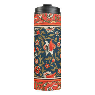 Boheemse Indo-Perzische Bloemmotief Vintage Rood Thermosbeker