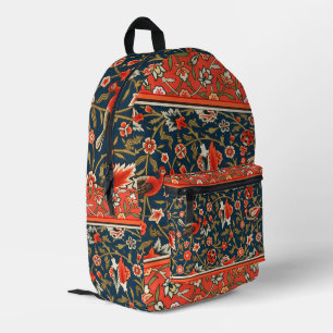 Boheemse Indo-Perzische Bloempatroon Vintage Rood Bedrukte Rugzak