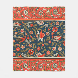 Boheemse Indo-Perzische Bloempatroon Vintage Rood Fleece Deken