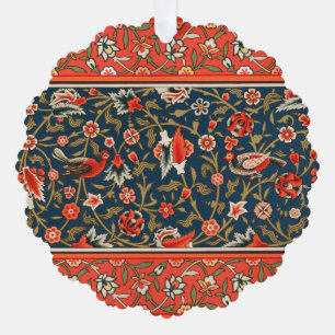 Boheemse Indo-Perzische Bloempatroon Vintage Rood Ornament Kaart