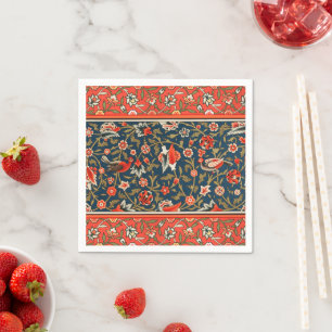 Boheemse Indo-Perzische Bloempatroon Vintage Rood Servet