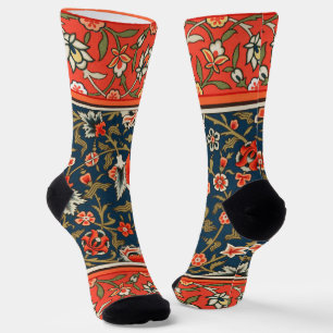 Boheemse Indo-Perzische Bloempatroon Vintage Rood Sokken