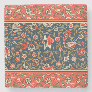 Boheemse Indo-Perzische Bloempatroon Vintage Rood Stenen Onderzetter