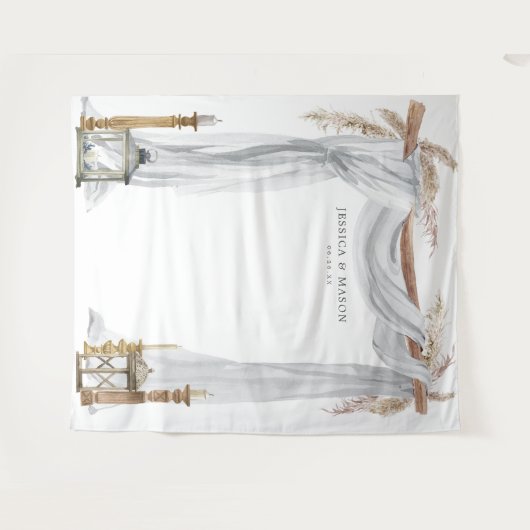 Boheemse Kaarsen Huwelijksboog Achtergrond Fotohok Wandkleed (Voorkant (horizontaal))