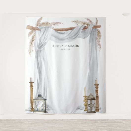 Boheemse Kaarsen Huwelijksboog Achtergrond Fotohok Wandkleed (Voorkant)