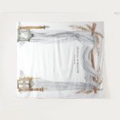 Boheemse Kaarsen Trouw Boog Achtergrond Fotohokje Wandkleed (Voorkant (horizontaal))