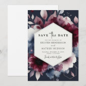 Boheemse kalligrafie Bourgondië Save The Date (Voorkant / Achterkant)
