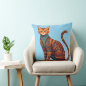 Boheemse Kat Kunst Kleurrijke Stamkat Kussen (Stoel)