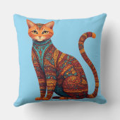 Boheemse Kat Kunst Kleurrijke Stamkat Kussen (Achterkant)