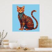 Boheemse kat kunst kleurrijke stamkat poster (Keuken)