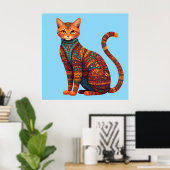 Boheemse kat kunst kleurrijke stamkat poster (Thuiskantoor)
