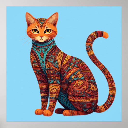 Boheemse kat kunst kleurrijke stamkat poster (Voorkant)