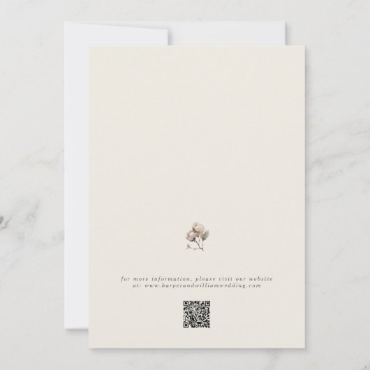 Boheemse katoen & eucalyptus krans bruiloft kaart (Achterkant)