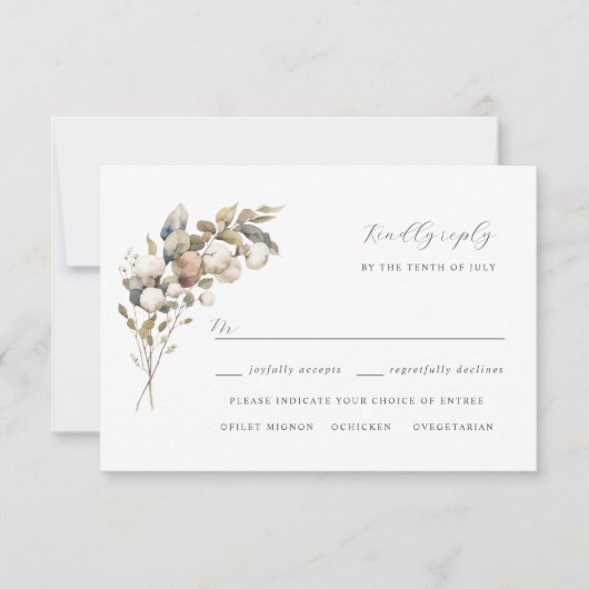 Boheemse katoen & eucalyptus rsvp kaart (Voorkant)