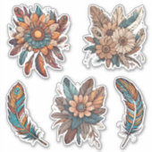 Boheemse Kenmerken en Bloemen Waterdicht Sticker (Voorkant)