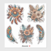 Boheemse Kenmerken en Bloemen Waterdicht Sticker (Vel)