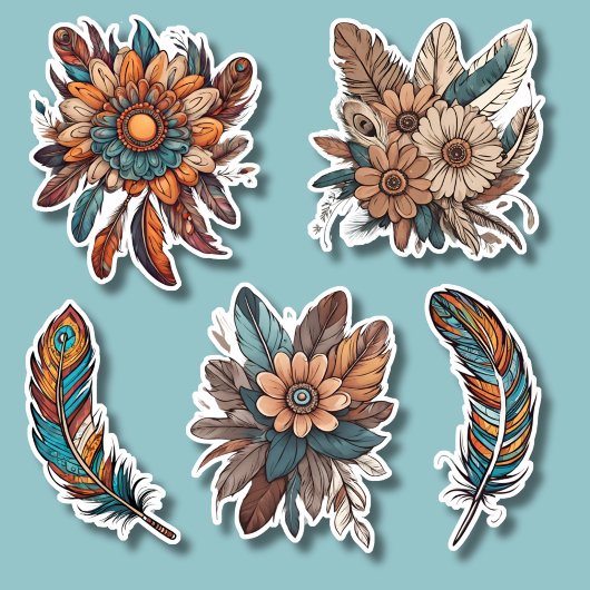 Boheemse Kenmerken en Bloemen Waterdicht Sticker