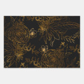 Boheemse Kerst Gouden Bloem Donker Moody Inpakpapier Vel (Voorkant 2)