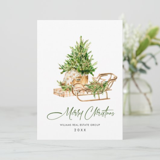 Boheemse Kerstcompositie Zakelijke Groet Feestdagenkaart (Staand voorkant)