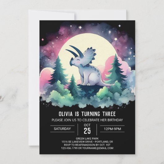 Boheemse Kinder Triceratops Verjaardag Kaart (Voorkant)