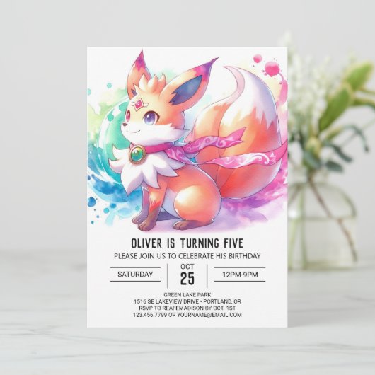 Boheemse kinderen Fox Verjaardag Kaart (Staand voorkant)