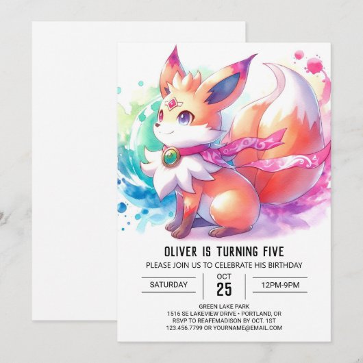 Boheemse kinderen Fox Verjaardag Kaart (Voorkant / Achterkant)