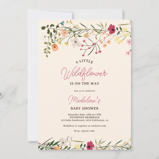 Boheemse kleine wilde bloem lente baby shower kaart (Voorkant)