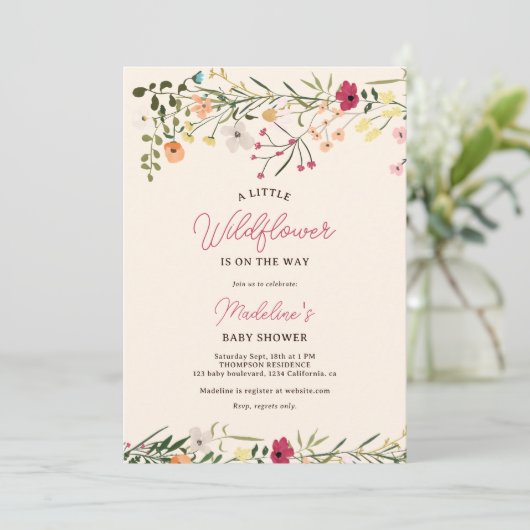 Boheemse kleine wilde bloem lente baby shower kaart (Staand voorkant)