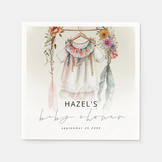 Boheemse kleren Script Baby shower Servet (Voorkant)