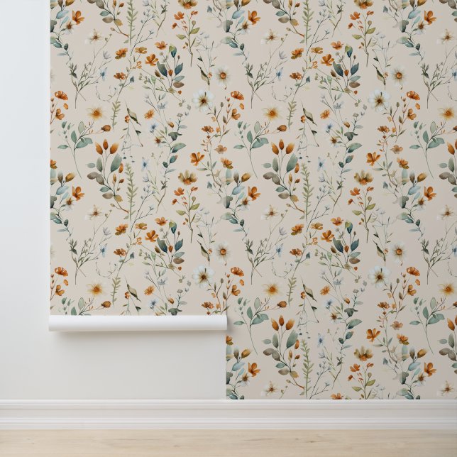 Boheemse kleur wilde bloem behang (Applicatie)