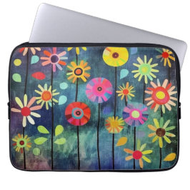 Boheemse kleurrijke bloemen laptop sleeve