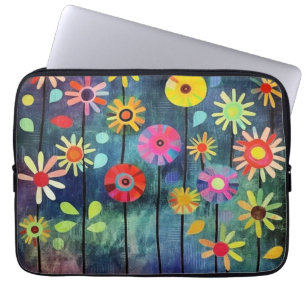 Boheemse kleurrijke bloemen laptop sleeve