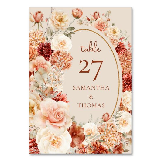 Boheemse kleurrijke herfst bloemensalie roestig kl kaart (Voorkant)