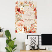 Boheemse kleurrijke herfst bloemensalie roestig We Poster (Thuiskantoor)