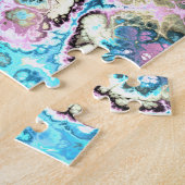 Boheemse Kleurrijke Pastel Fractal Marmer Abstract Legpuzzel (Zijkant)